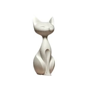 Elegant Cat Sculpture, Sculpture Statuette, Decorative Figurine 15cm WHITE