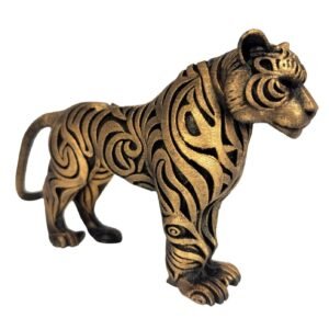 Decorated Tiger Hand-Painted, Sculpture Statuette, Decorative Figurine 120x220mm