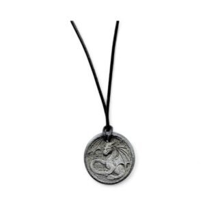 Welsh slate dragon pendant on leather adjustable necklace, 40 - 70 cm with display case
