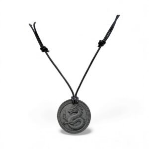 dragon pendant made from slate on a leather adjustable necklace, 40 - 70 cm with display case