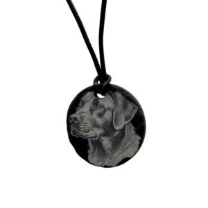 Welsh slate Labrador pendant on black cord adjustable necklace, 40-70 cm