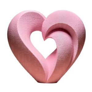 Handmade Heart Within Sculpture, 3D Printed Plastic Figurine, Pink, 15cm