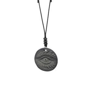 Handmade Slate dragon eye Pendant Unisex with black adjustable Cord Necklace