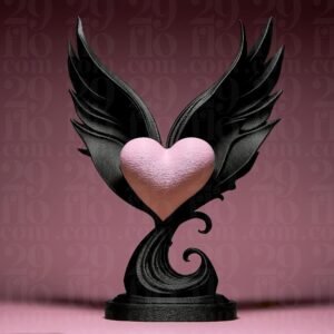 Handmade 3D Printed Winged Heart Sculpture – 20cm