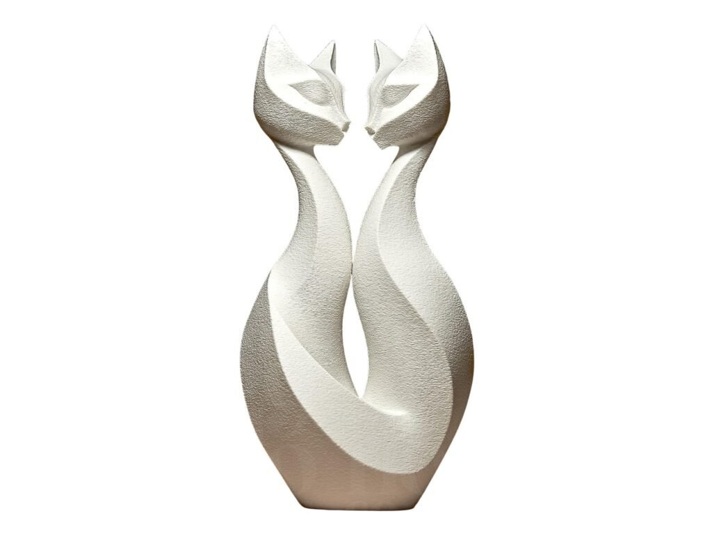 Two cats, Sculpture Statuette, Decorative Figurine 15cm tall