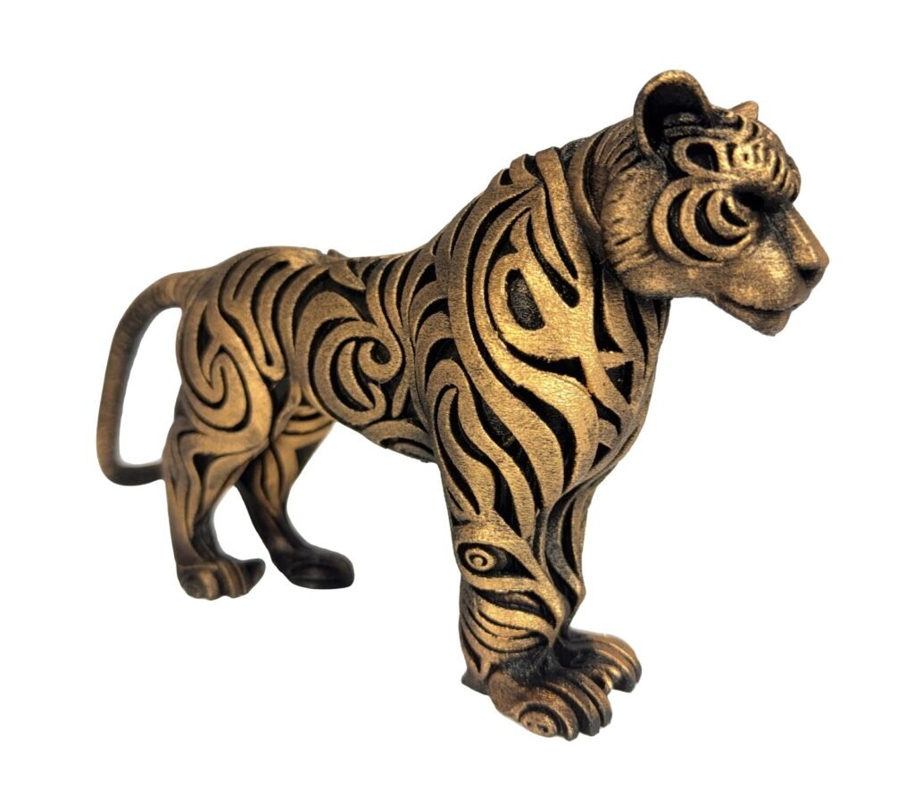 Decorated Tiger Hand-Painted, Sculpture Statuette, Decorative Figurine 120x220mm