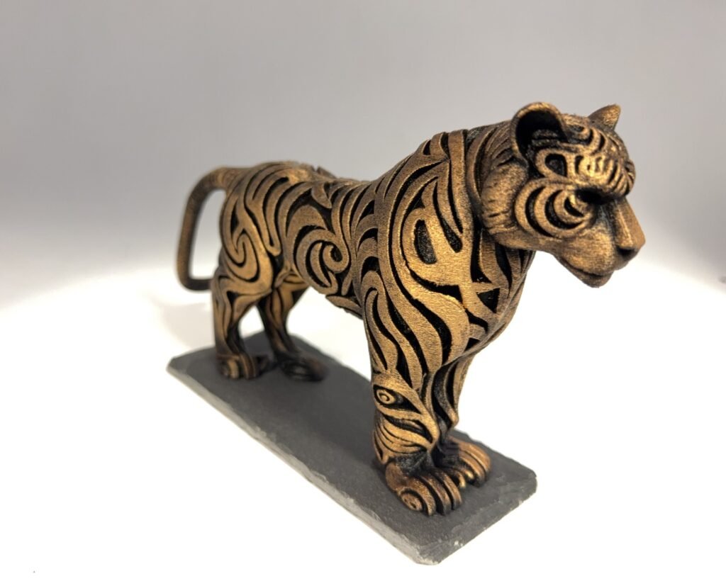 Tiger on slate, Hand-Painted, Sculpture Statuette, Decorative Figurine 120x220mm