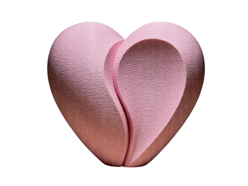 handmade split Heart: Hushed Harmony 3D Printed Plastic Figurine, Pink, 15cm