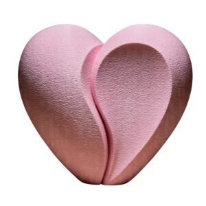 handmade split Heart: Hushed Harmony 3D Printed Plastic Figurine, Pink, 15cm