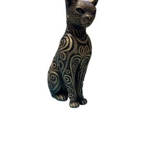 Designer CAT Sculpture Statuette, Decorative Figurine 16cm gold
