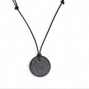 Welsh slate lion head pendant on BLACK CORD adjustable necklace, 40 - 70 cm with