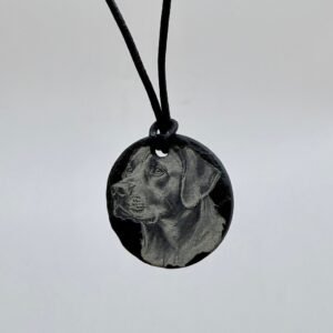 Welsh slate Labrador pendant on BLACK CORD adjustable necklace, 40 - 70 cm
