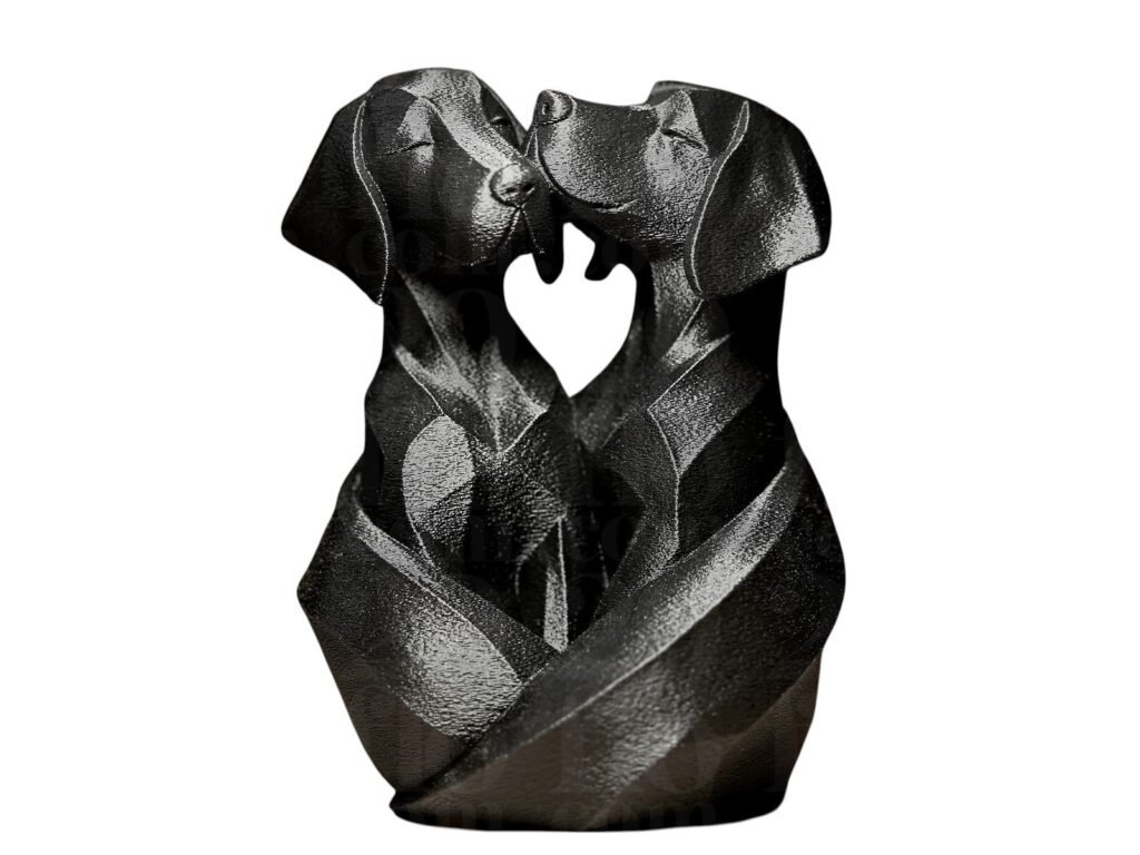 Two Labradors in Love, Sculpture Statuette, Decorative Figurine 15cm tall