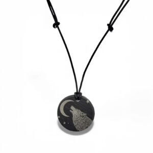 Handmade Welsh Slate Wolf Pendant Necklace Viking Celtic Pagan Fantasy 28mm
