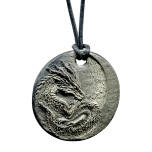 dragon in the moon pendant 28 or 34mm made from slate on a black cord adjustable