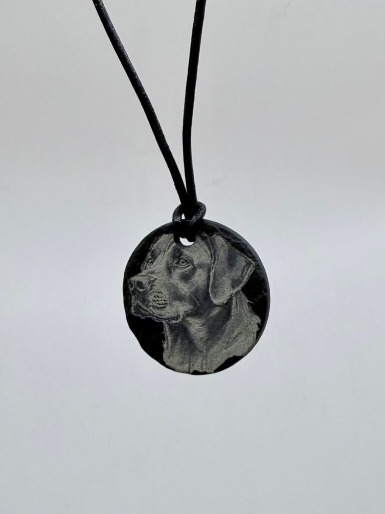 Deep Engraved Natural Slate Labrador Pendant Necklace, 28mm